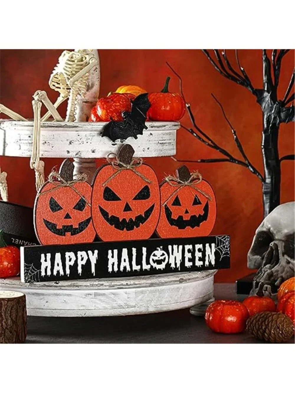 Fall and Halloween Wooden Pumpkin Sign Office Home Decor